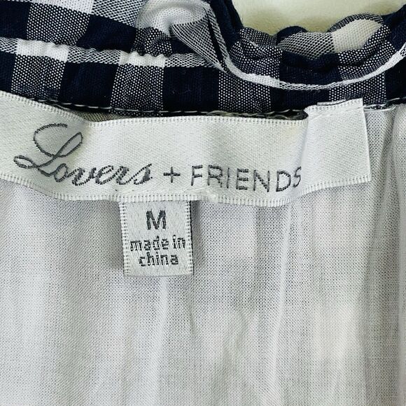 Lovers + Friends Get Lost Gingham Off Shoulder Mini Picnic Dress Womens Medium - Picture 7 of 16